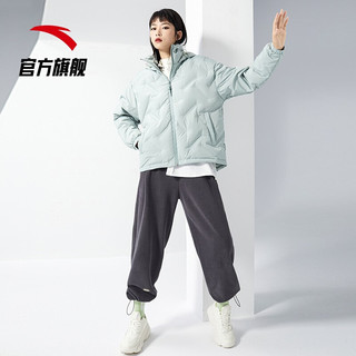 安踏羽绒服女冬季运动短款时尚潮流休闲设计感鸭绒厚外套 江南绿-1 L(女170)