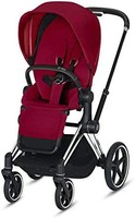 cybex Priam 3 婴儿车，轻便，可翻转座椅，平稳骑行全轮悬架，额外储物空间，可调节腿托，带镀铬/黑色框架