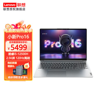 Lenovo 联想 小新Pro16 2022新款12代酷睿高性能办公笔记本电脑 标配i5-12500H/16G/512G固态 2.5K全面屏  人脸识别