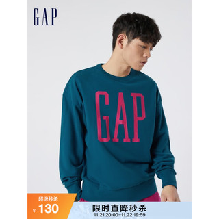 Gap 盖璞 男女装LOGO法式圈织软卫衣877466秋冬情侣复古运动上衣 夜空蓝 175/92A(S)