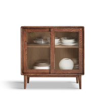 YESWOOD 源氏木语 Prague/布拉格系列 H84Q06 实木餐边柜 胡桃色 90*40*81cm 下座款