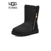 UGG 2022冬季新款女士经典靴纯色平底拉链款休闲雪地靴 1112480 BLK | 黑色 40