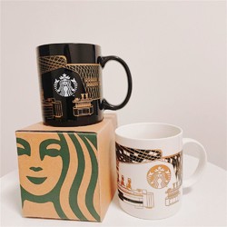 STARBUCKS 星巴克 星巴巴杯子热变杯潮流水杯带盖变色马克杯咖啡杯陶瓷杯伴手礼情侣