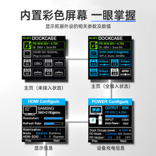 DOCKCASE带屏幕Type-C拓展坞USB-C转HDMI扩展坞4K60Hz转换器PD100W分线器兼容华为电脑M1苹果MacBook笔记本