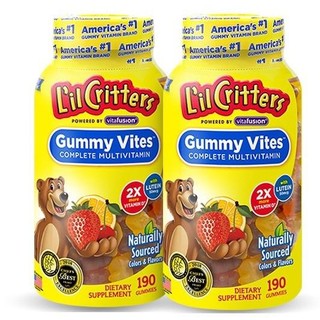 L'il Critters 小熊糖儿童复合维生素软糖叶黄素VA+VD+VE复合美国原装进口190粒\/瓶 2岁+ 儿童多维190粒*2瓶