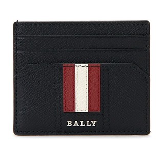 BALLY 巴利 新款男女通用牛皮红白条纹卡包卡夹 TALBYN LT 10 6224218 黑色