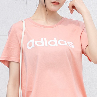 adidas NEO W Ce Linr Tee 女子运动T恤 HB1206 粉色 L