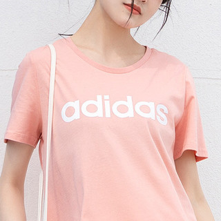 adidas NEO W Ce Linr Tee 女子运动T恤 HB1206 粉色 L
