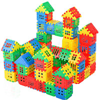 艾福儿 儿童数字积木套装组合男女孩3-6岁玩具  60片房子积木袋装+图纸