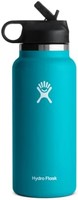 Hydro Flask 宽口带吸管盖不锈钢可重复使用水真空隔热