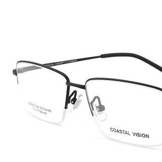 essilor 依视路 CVF4017BK 黑色钛金属半框眼镜框+膜岩系列 1.67折射率 非球面镜片