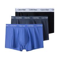 Calvin Klein 卡尔文克莱恩（Calvin Klein）CK 男士平角内裤套装套盒 送男友礼物 黑蓝蓝三条装 4KU L