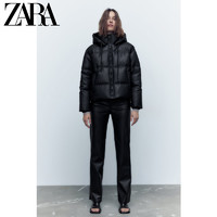 ZARA 秋冬新款 女装 黑色仿皮短款棉服夹克外套 3046225 800