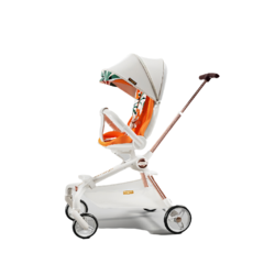 丸丫 T6-2遛娃神器嬰兒推車可坐可躺輕便折疊雙向白金系列香檳金PLUS