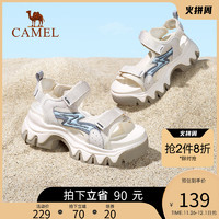 CAMEL 骆驼 厚底凉鞋女夏季2022年新款运动松糕底魔术贴时尚休闲沙滩鞋