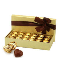有券的上：Le conté 金帝 榛子浆心形巧克力 18粒 金色礼盒装