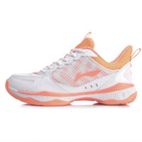 LI-NING 李宁 战戟 2 Lite 女子羽毛球训练鞋 AYTQ028-1 标准白/荧光珊瑚粉 35.5