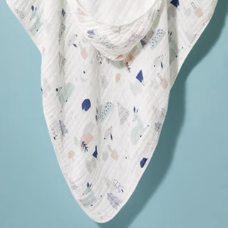 十月结晶 婴儿6层棉纱抱被 连帽款 魔幻森林 95*95cm