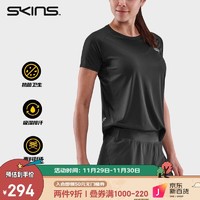 SKINS 思金斯 S3A运动健身衣女 专业跑步速干透气短袖 健身越野运动T恤 星灿黑 L