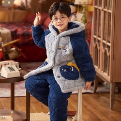 FENTENG 芬腾 儿童睡衣冬季加绒加厚三层夹棉卡通小男孩法兰绒