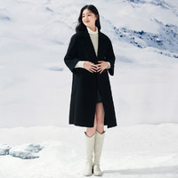 xiangying 香影 双面呢大衣女100%纯羊毛西装翻领中长款毛呢外套