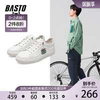 BASTO 百思图 2022新款商场同款潮流虎头舒适小白鞋男休闲鞋DLX35AM2