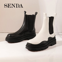 SENDA 森达 2021冬季新款时尚显瘦烟筒靴休闲女切尔西中筒靴Z0816DZ1