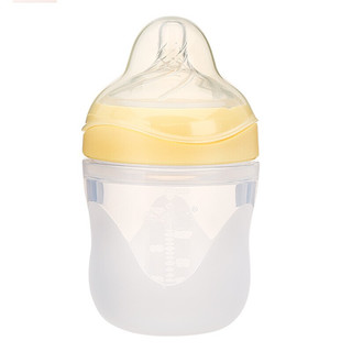 日康 超宽口硅胶奶瓶 180ML 宝宝奶瓶硅胶新生儿奶瓶 黄色