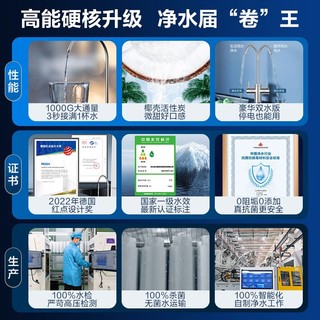 Haier 海尔 新品净水器家用 双鱼座1000G巨霸制水量  管线机+净水器+前置三件套