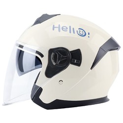 Andes HELMET 3C认证电动车头盔女摩托车冬季防雾保暖半盔男电瓶车安全帽四季通用 白HELLO 均码