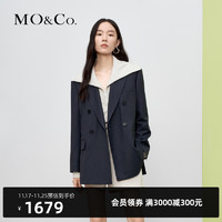 MOCO2022秋新品宽肩风权力西装外套廓形羊毛