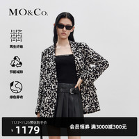 MOCO2022秋新品印花外套灯芯绒平驳领宽肩风权力西装