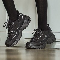 SKECHERS 斯凯奇 女鞋复古拼接加绒保暖低帮熊猫鞋休闲鞋66666078-BBK