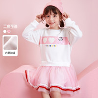 Hello Kitty 22童装女童针织时尚圆领绣花长袖连衣裙