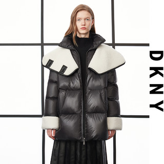 DKNY 唐可娜儿 加厚仿羊羔绒拼接连帽女式羽绒服