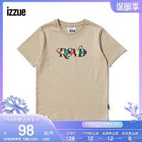 izzue 伊苏 女装印花T恤夏季休闲潮流字母LOGO缝饰1126S0E