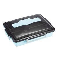 MAXCOOK 美厨 MCFT402 饭盒 配汤碗 5格 1.1L 蓝色