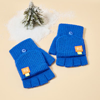 巴拉巴拉 儿童手套冬季保暖男童女童中大童纯色翻盖针织温暖时尚