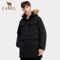 CAMEL 骆驼 户外滑雪衣男2022春季潮中长款加厚夹棉保暖棉服冲锋衣
