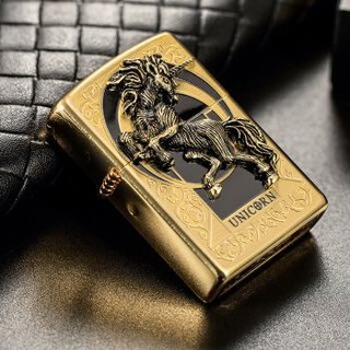 ZIPPO 之宝 ZBT-1-32a打火机 独角兽金色 煤油防风