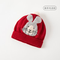 戴维贝拉 2022冬装新款女童保暖帽子儿童针织套头帽新年婴儿帽