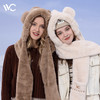 VVC可爱保暖小熊围脖手套三件套帽子围巾一体女秋冬季韩版冬天潮