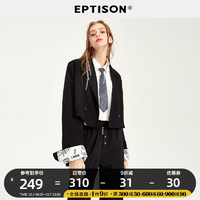 EPTISON 衣品天成 女西装外套2022新款秋黑色百搭休闲短款上衣