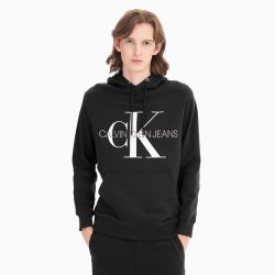 calvinklein卡尔文克莱ckjeans男装休闲简约纯棉交叠刺绣印花logo连帽