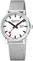 MONDAINE 瑞士国铁 男式 'SBB' 瑞士石英不锈钢休闲手表，颜色：银色（型号：MSE.40210.SM）