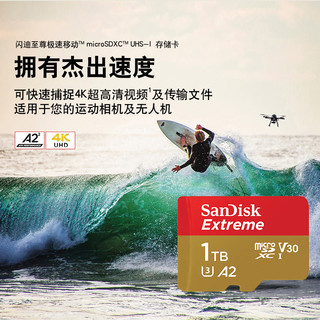 SanDisk闪迪1t内存卡micro sd卡gopro运动相机卡无人机存储卡TF卡 套餐二 红色