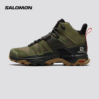 萨洛蒙（Salomon）男款 户外运动防水透气中帮防护登山徒步鞋 X ULTRA 4 MID GTX 青苔绿 417399-宽鞋楦 UK7(40 2/3)