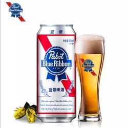 Blue Ribbon 蓝带 官方授权蓝带经典普罐啤酒500ml*12听易拉罐 11°P啤酒原箱包装