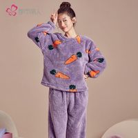 都市丽人 COSMO LADY加厚长毛绒保暖锁温睡衣女原创IP圆领长袖家居服套装