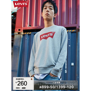 Levi's 李维斯 2023秋季情侣同款圆领卫衣经典logo落肩宽松美式复古休闲 灰色 L